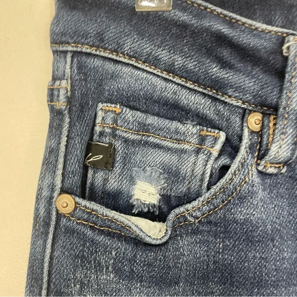 KanCan Dark Blue Distressed Flare Jeans L9 - Picture 4 of 7